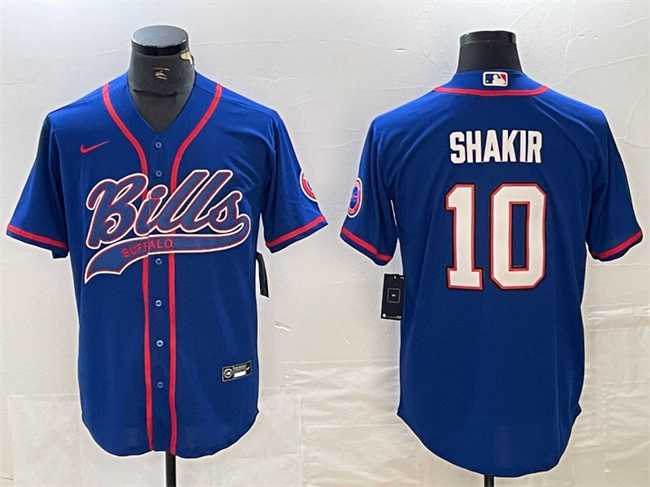 Men%27s Buffalo Bills #10 Khalil Shakir With Patch Cool Base Stitched Baseball Jersey